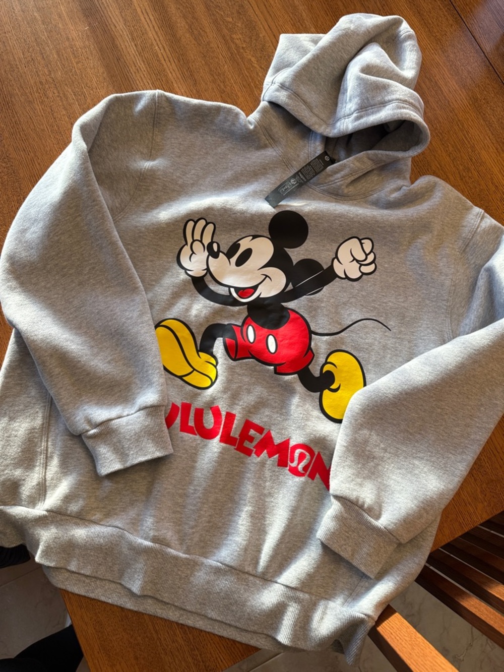 Lululemon / Disney Light Gray Hoodie with Black & White Mickey Print